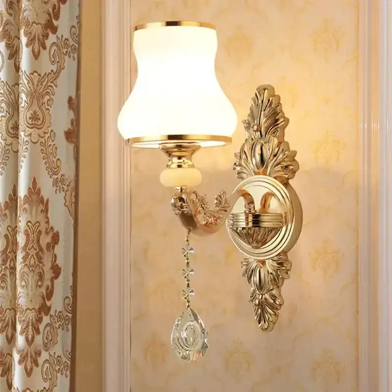 Gold Frosted Wall Sconce 2-Head European Design