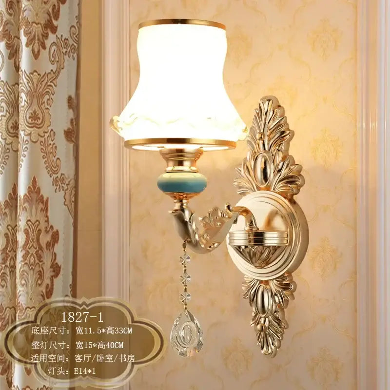 Gold Frosted Wall Sconce 2-Head European Design