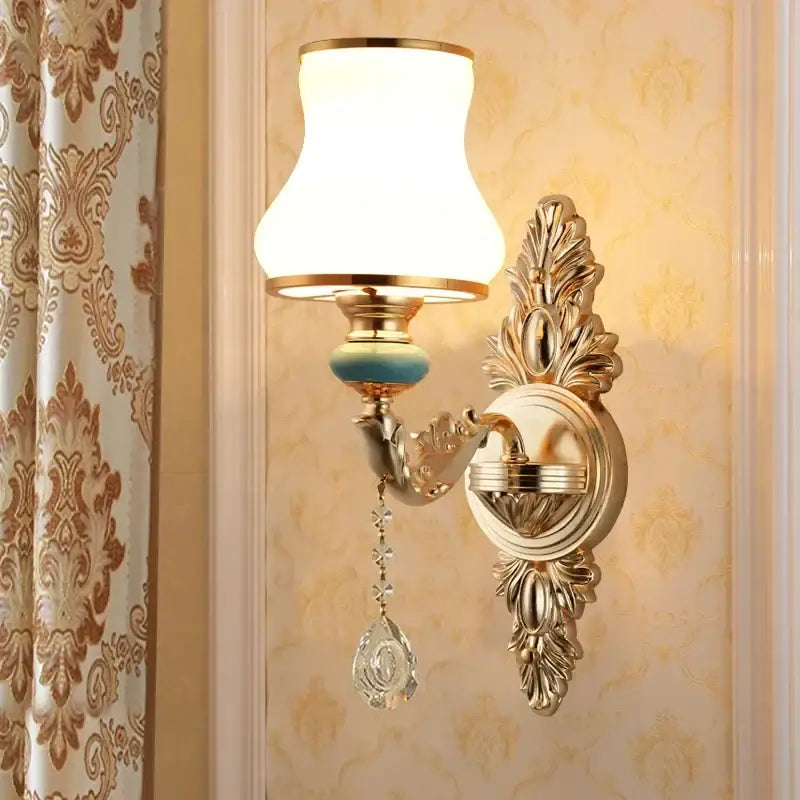 Gold Frosted Wall Sconce 2-Head European Design