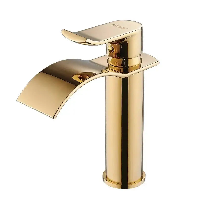 Gold Waterfall Bathroom Faucet Single-Handle