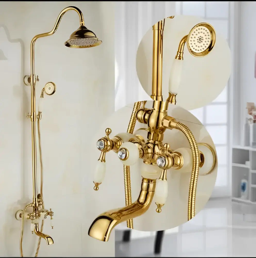 Brass Jade Shower Set