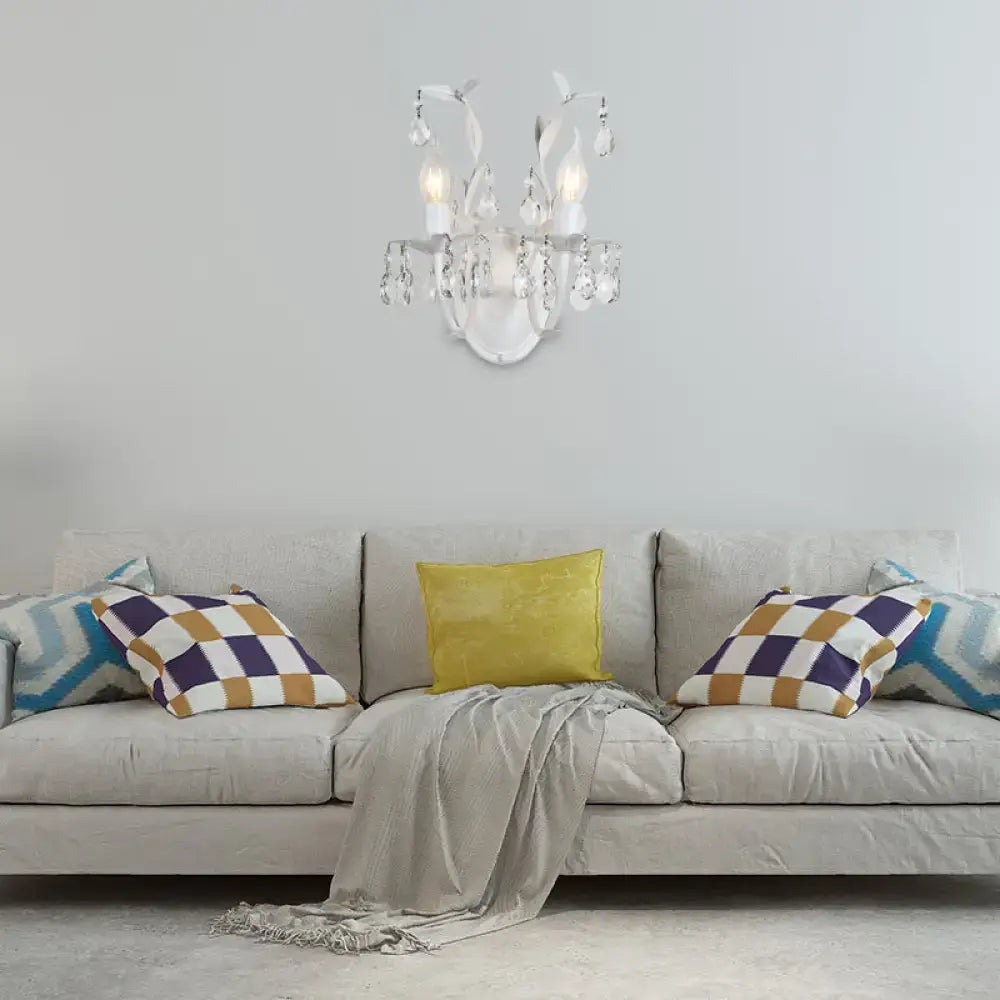 Silver Crystal Leaf Sconce 1-2 Light Design