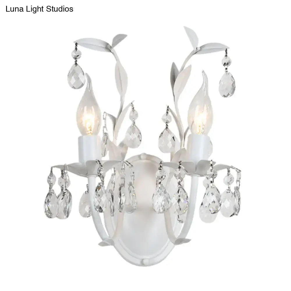Silver Crystal Leaf Sconce 1-2 Light Design