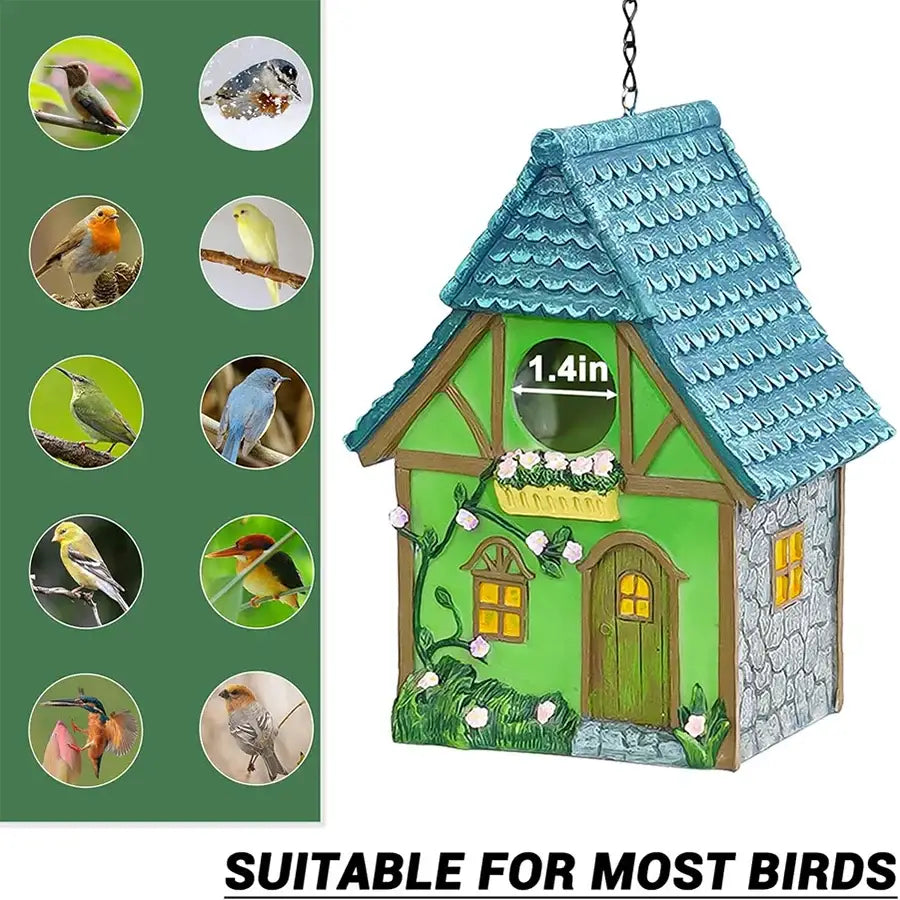 Pink Resin Birdhouse Decor