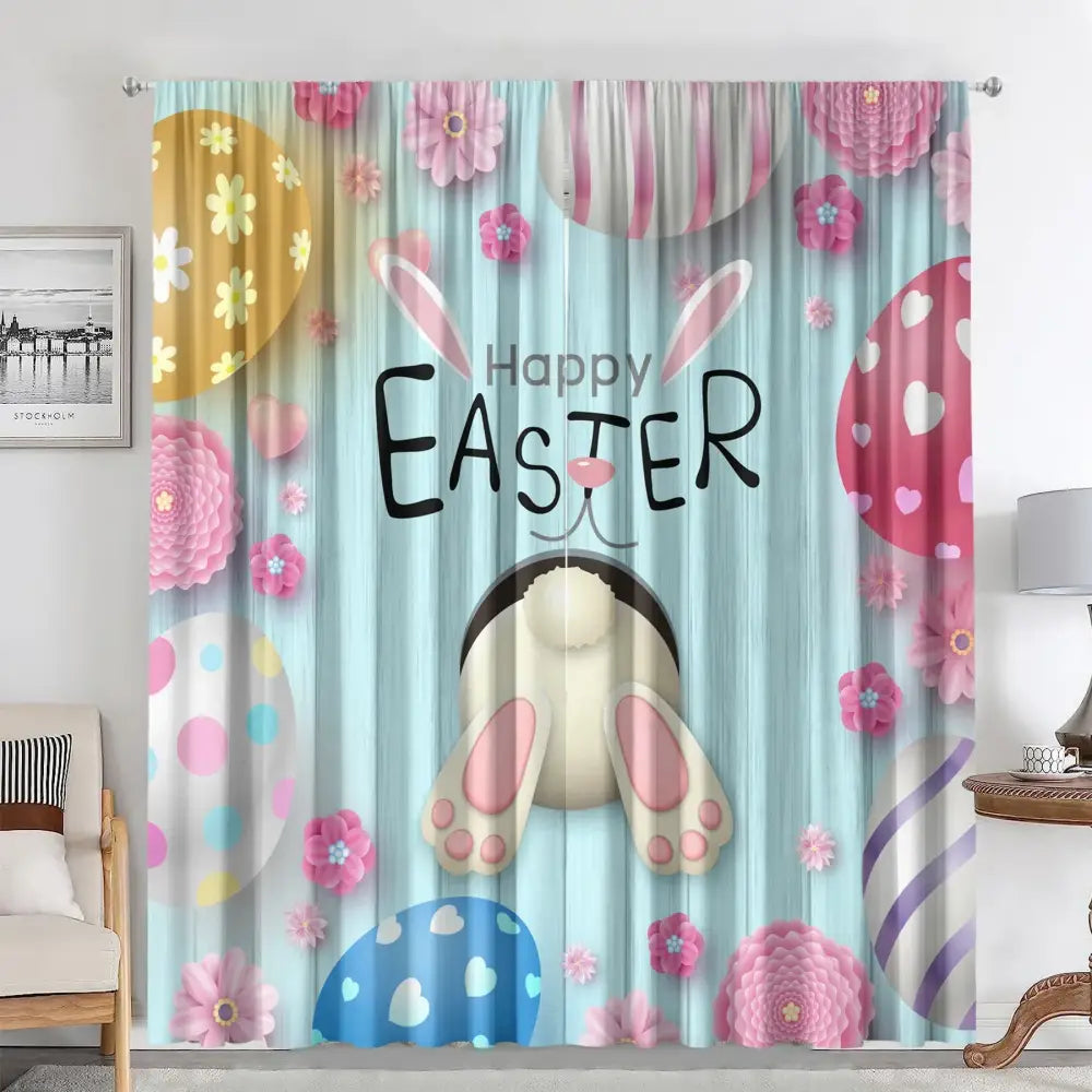 Pastel Bunny Easter Curtains