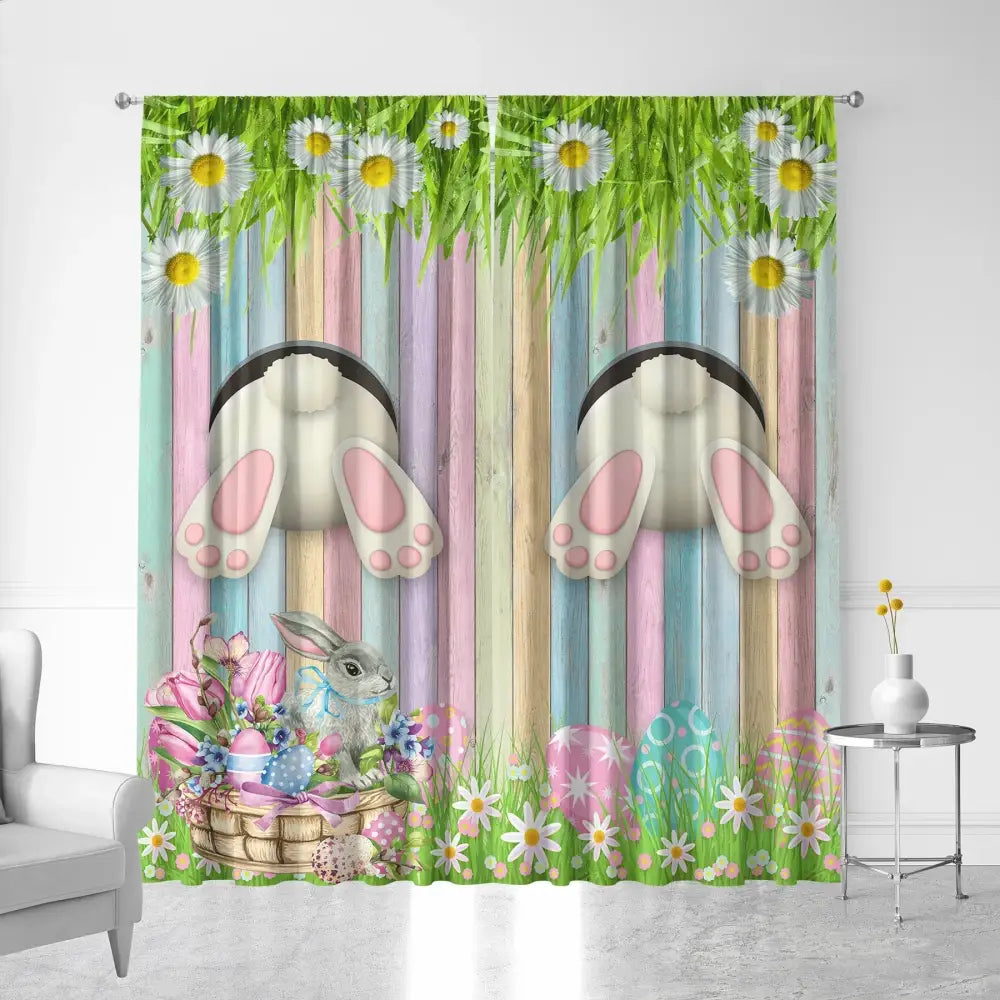 Pastel Bunny Easter Curtains