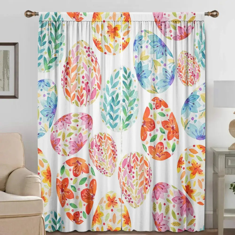 Pastel Bunny Easter Curtains