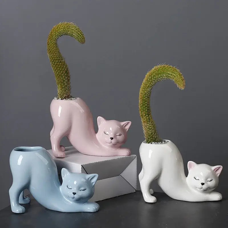 Ceramic Cat Tail Planter