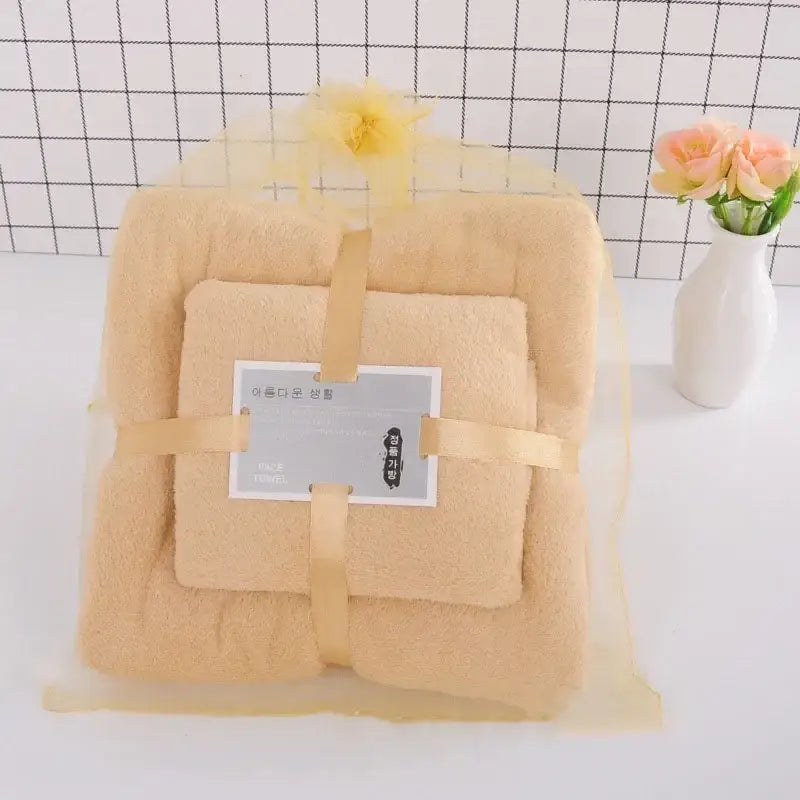 Coral Velvet Bath Towel Set