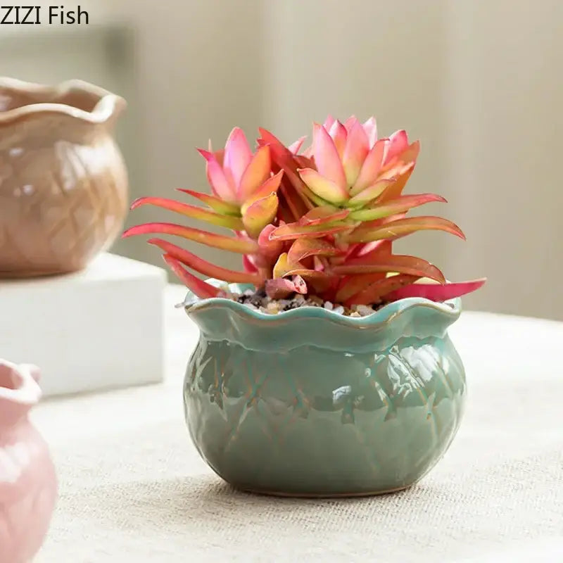 Gradient Lotus Ceramic Pot