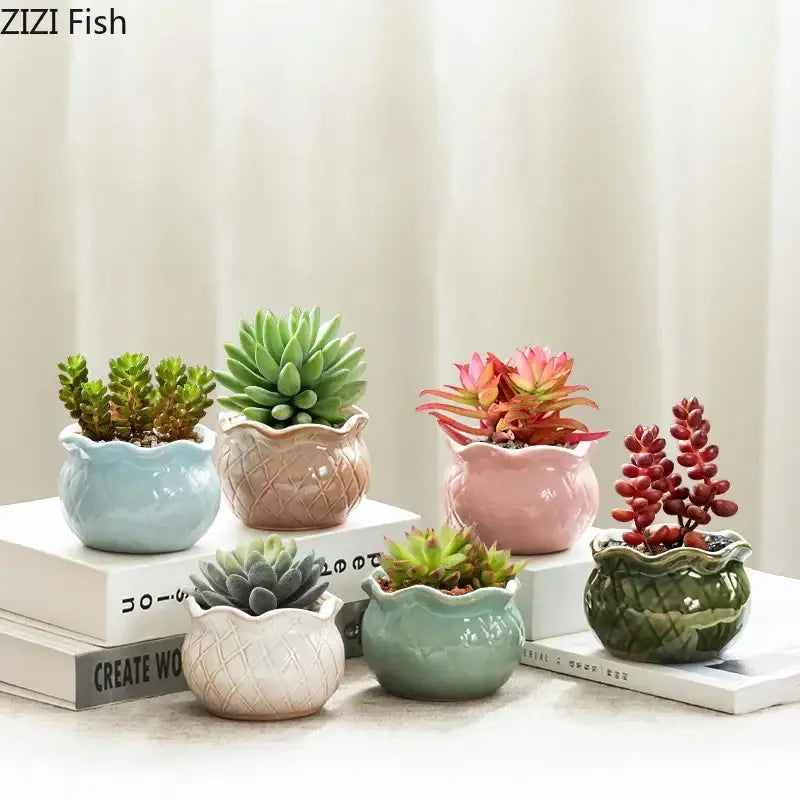 Gradient Lotus Ceramic Pot