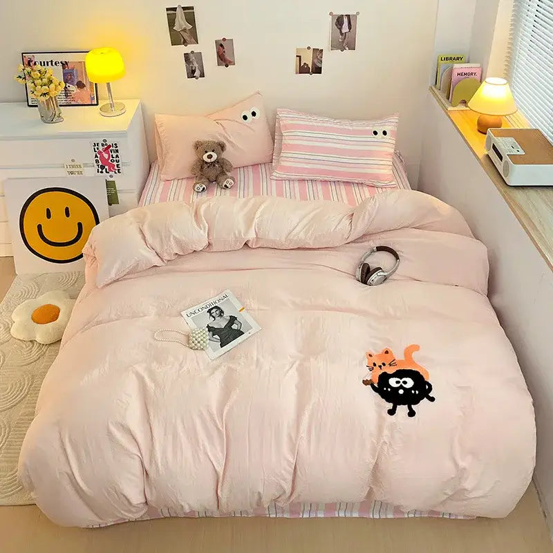 Green Embroidery Cotton Bedding