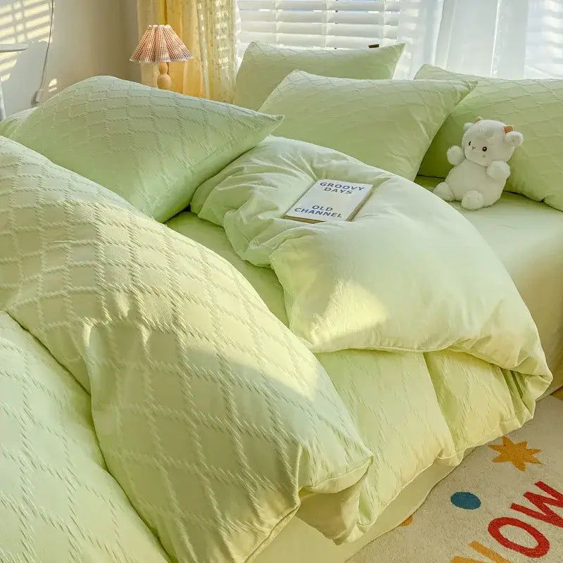 Pastel Green Quilted Bedding