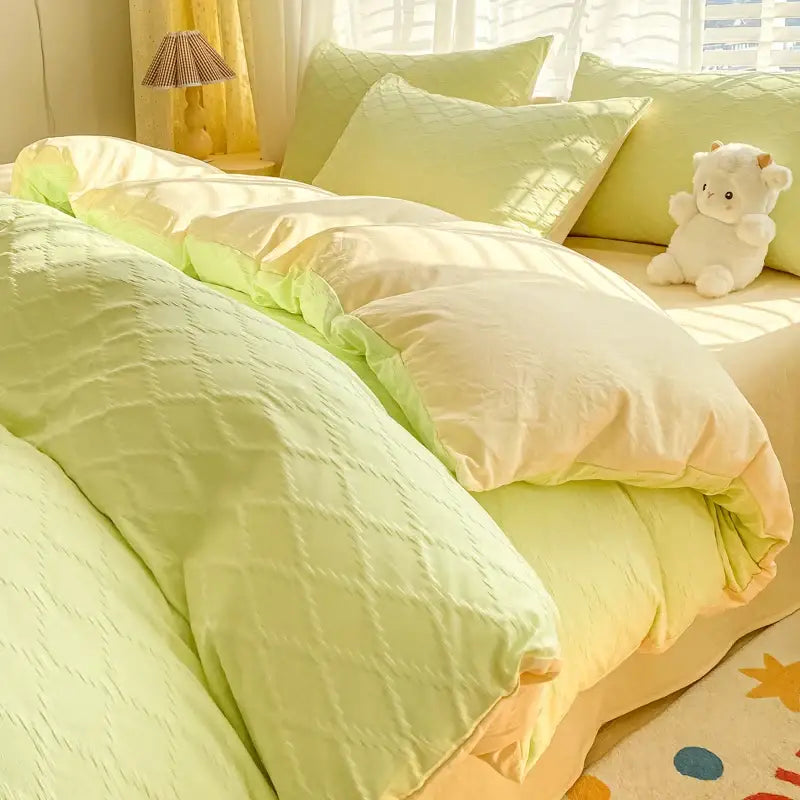 Pastel Green Quilted Bedding