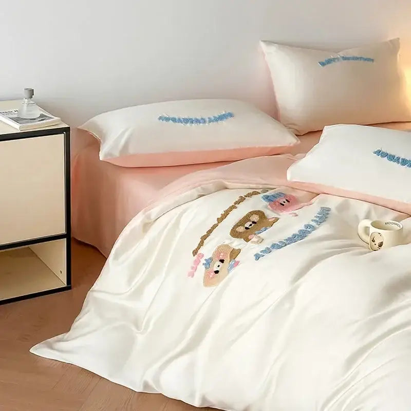 Pink Cartoon Tencel Bedding 2.0m