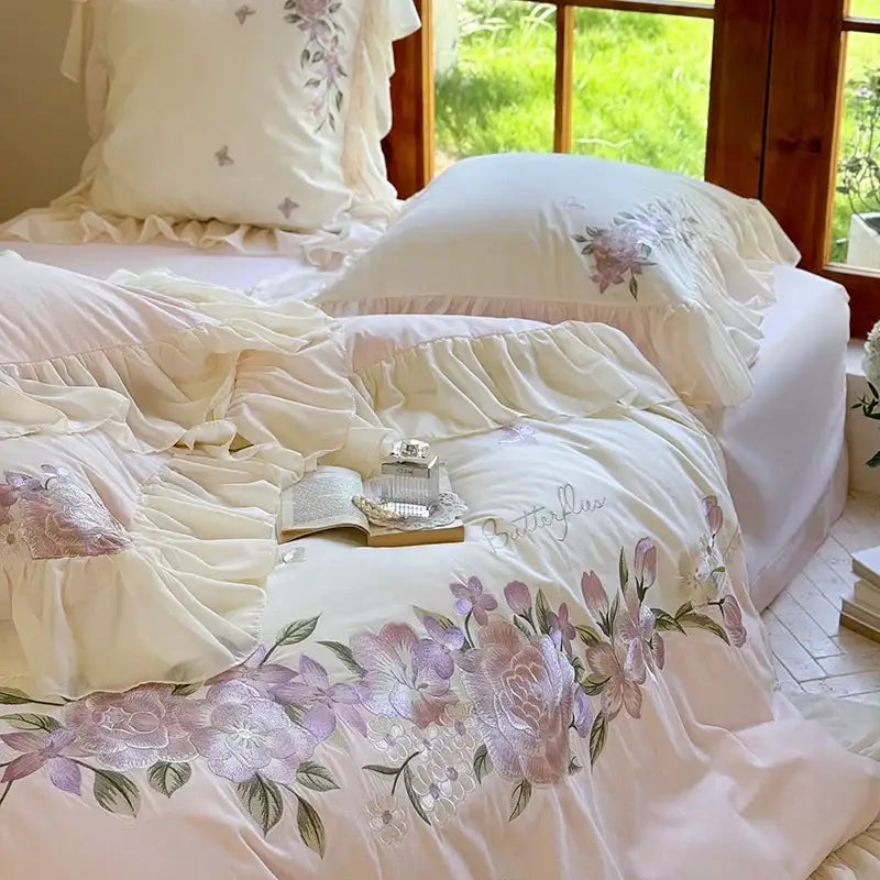 Pink Lace Ruffle Bedding