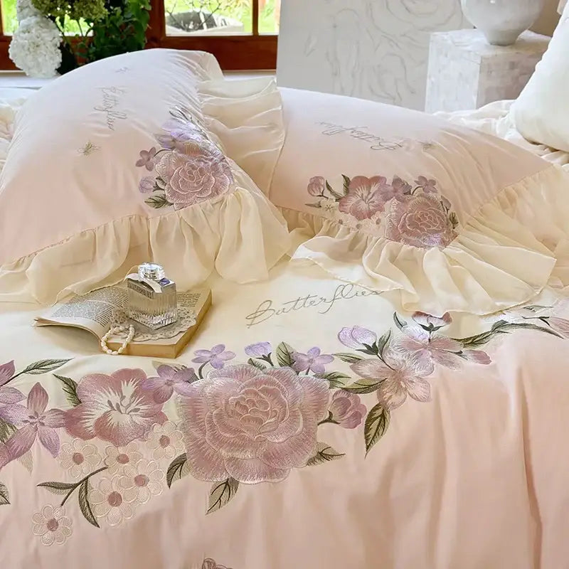 Pink Lace Ruffle Bedding