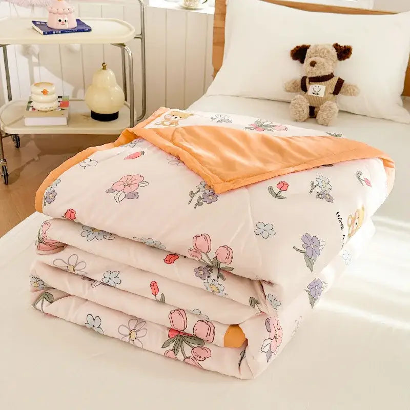 Pink Cartoon Bear Quilt