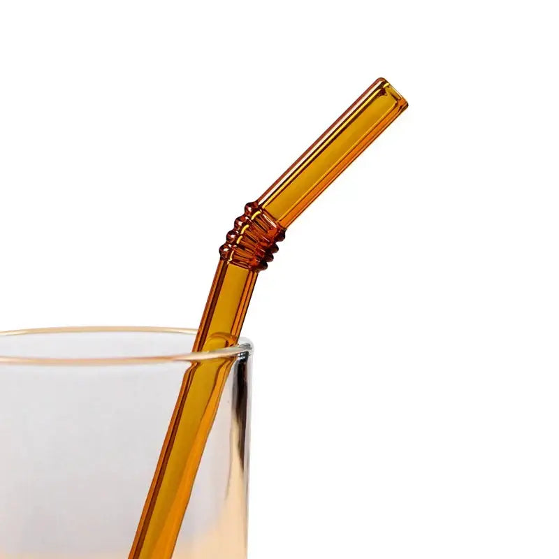 Ridged Glass Straws Set