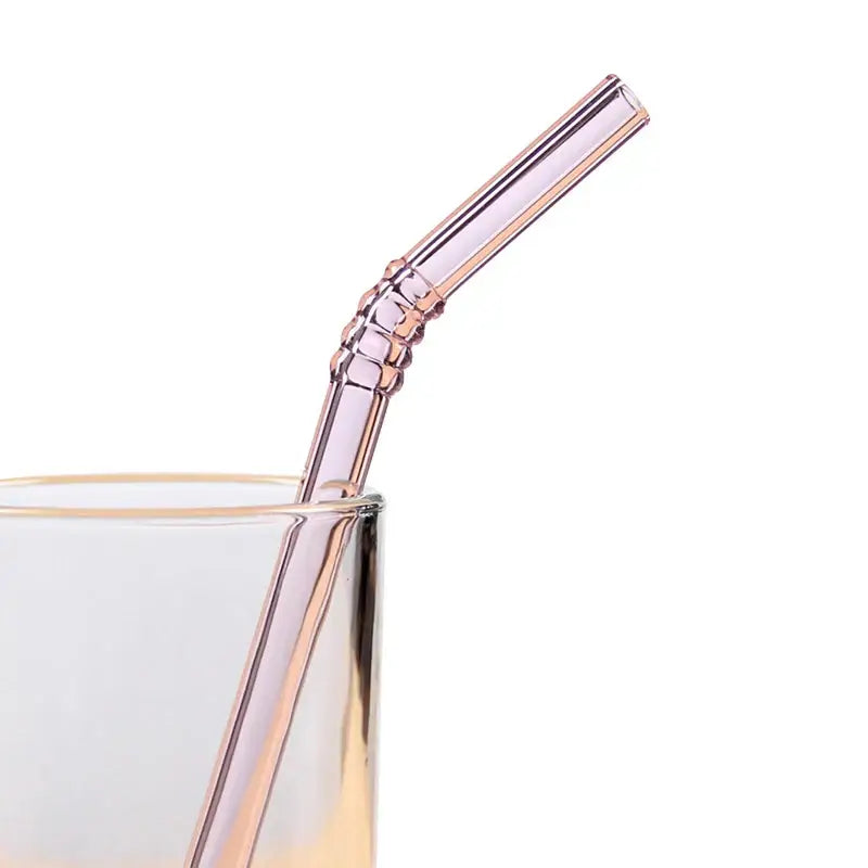 Ridged Glass Straws Set