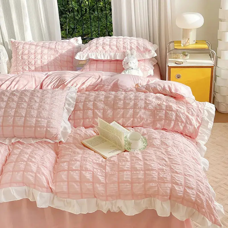 Yellow Cotton Lace Bedding