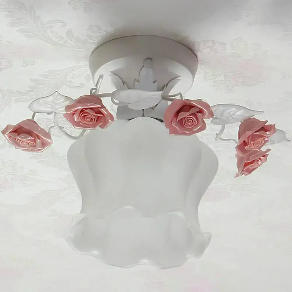 Pink Rose Glass Ceiling Light