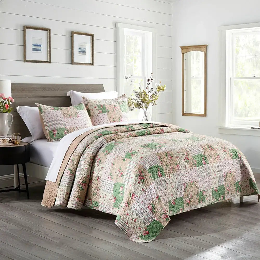 Rust Floral Coverlet Set