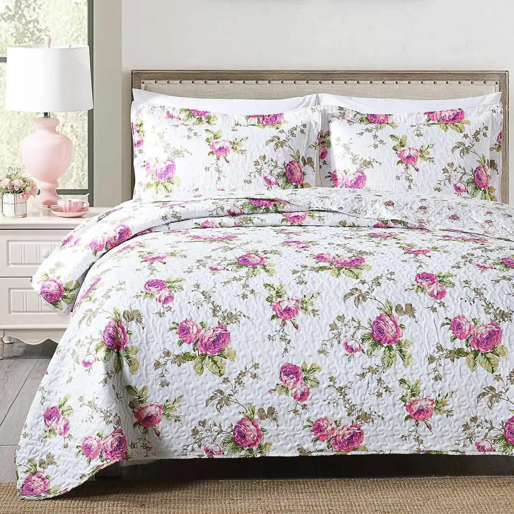 Rust Floral Coverlet Set
