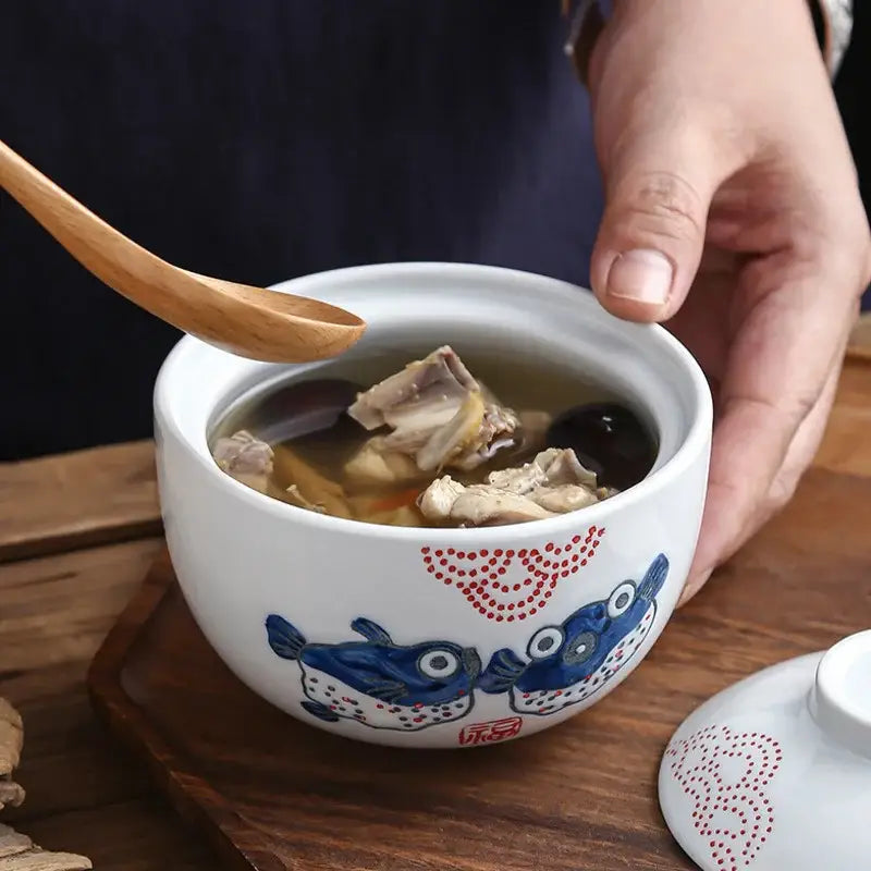 Blue Ceramic Stew Pot
