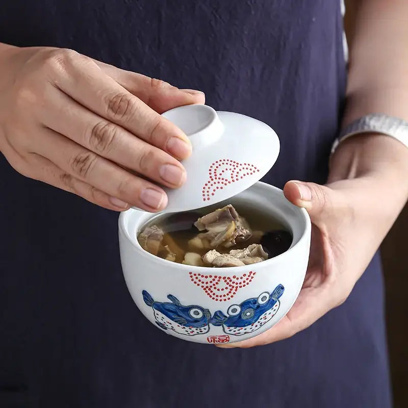 Blue Ceramic Stew Pot