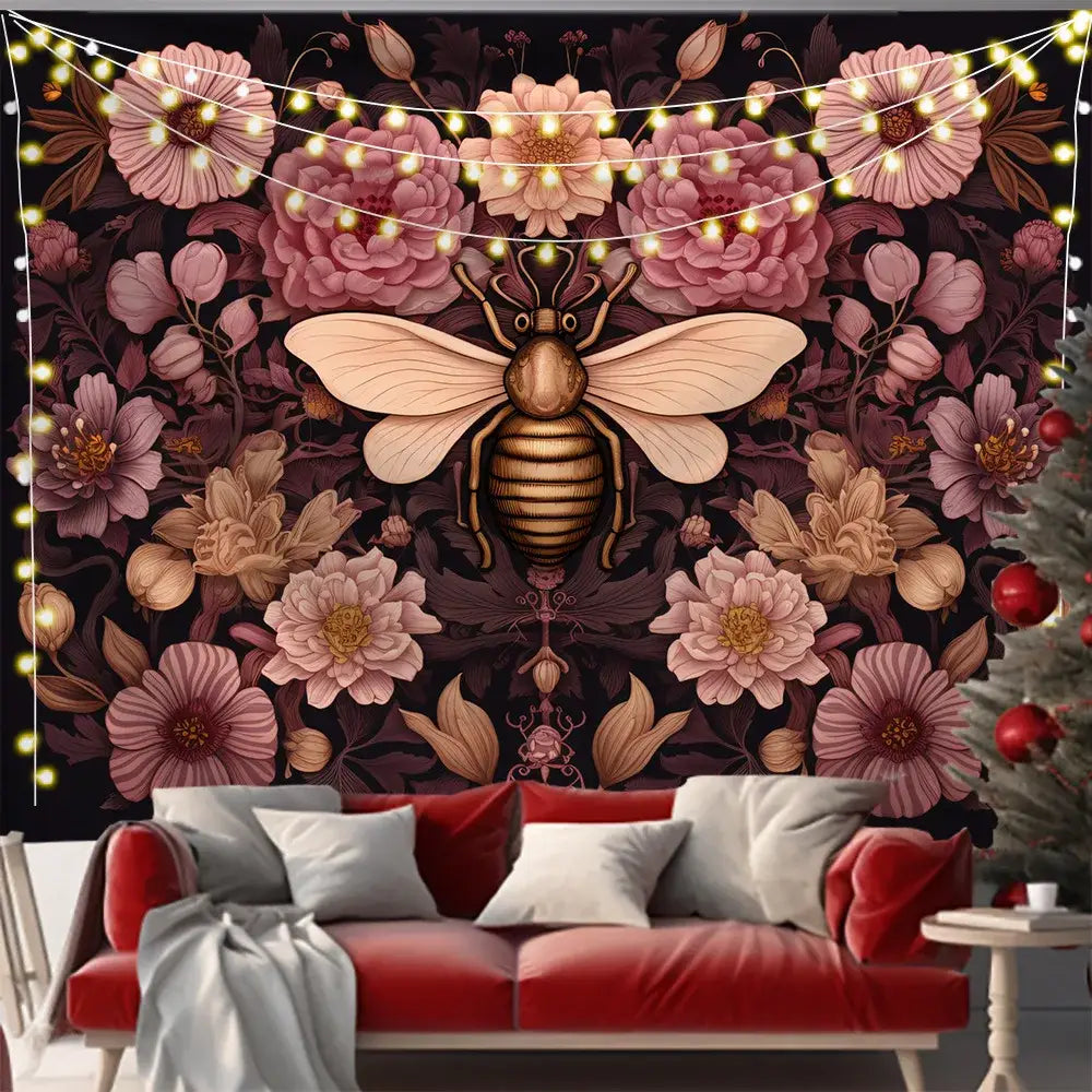 Pink Black Butterfly Tapestry