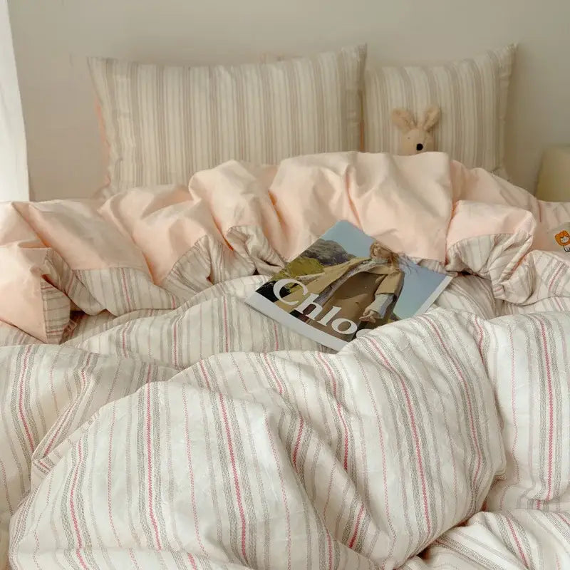 Pink Gingham Cotton Bedding