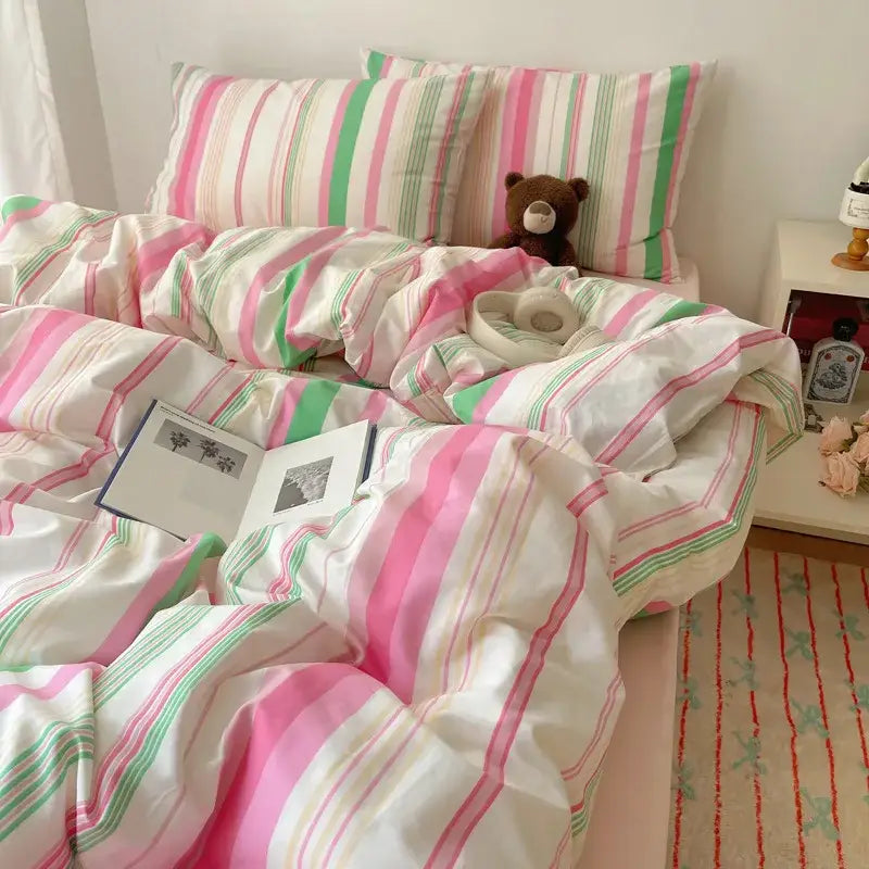 Pink Gingham Cotton Bedding
