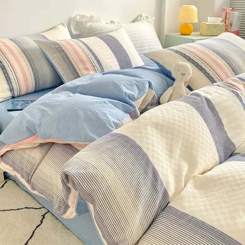 Pink Stripe Jacquard Bedding