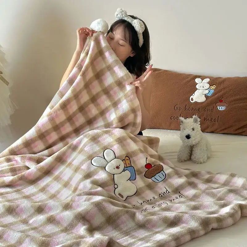 Pink Woolen Patch Blanket