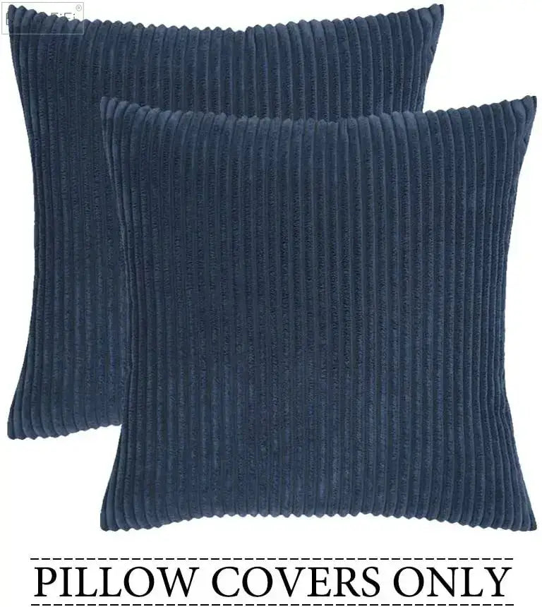 Blue Striped Corduroy Pillow