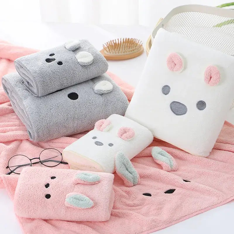 Pink Bunny Face Towel