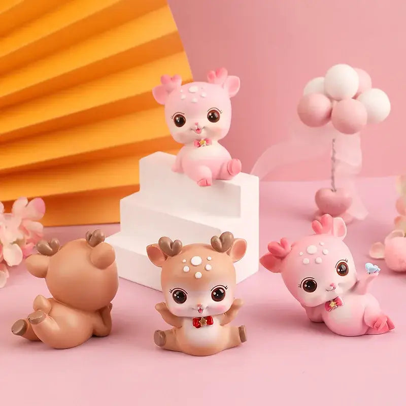 Pink Resin Deer Figurines