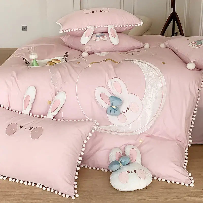 Pink Rabbit Cotton Bedding