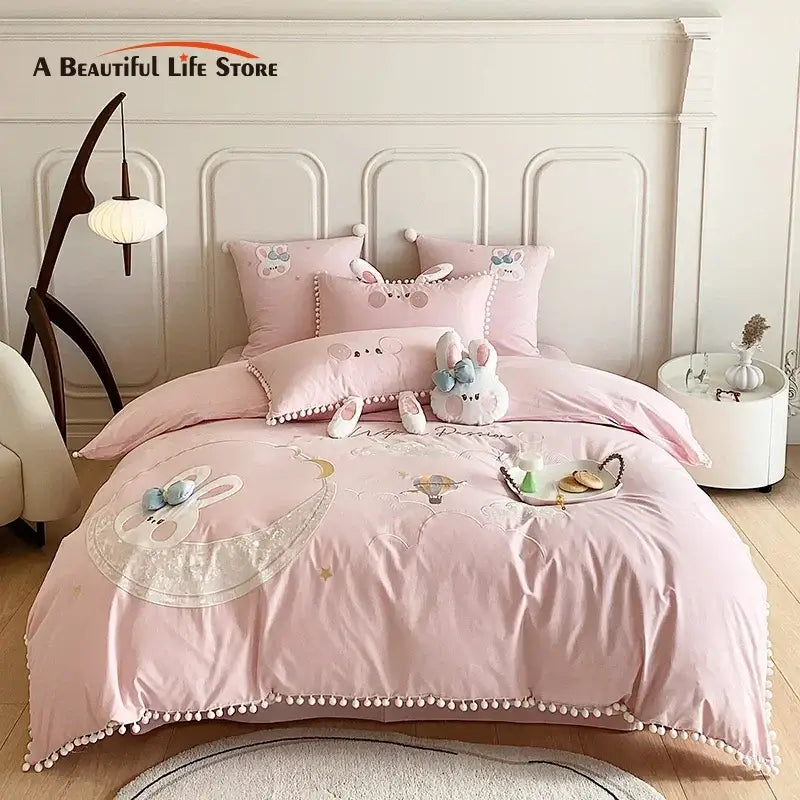 Pink Rabbit Cotton Bedding