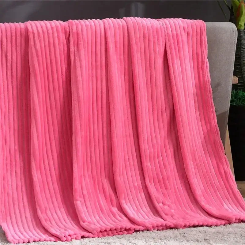 Pink Striped Fleece Blanket