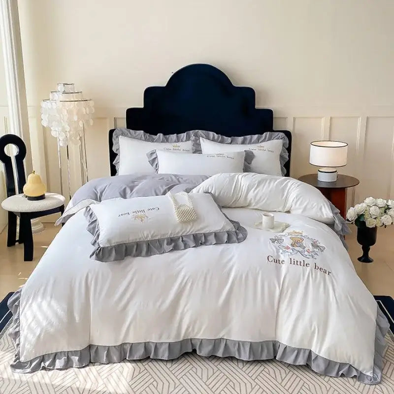 Pink Bear Cotton Bed Skirt