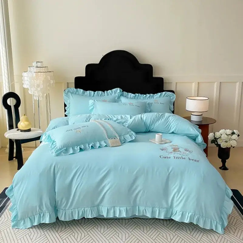 Pink Bear Cotton Bed Skirt