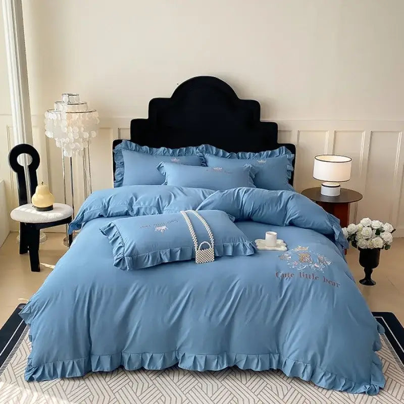 Pink Bear Cotton Bed Skirt