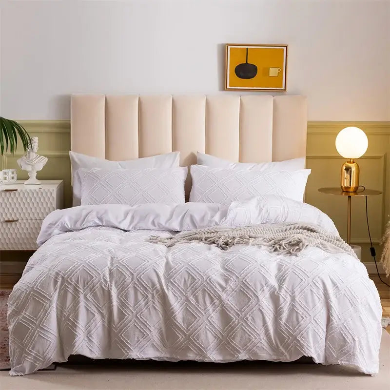 Pink Geometric Quilted Bedding