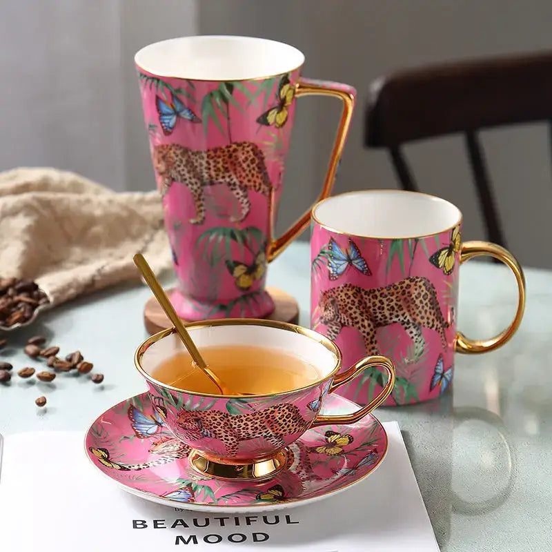 Pink Bone China Teacup Set