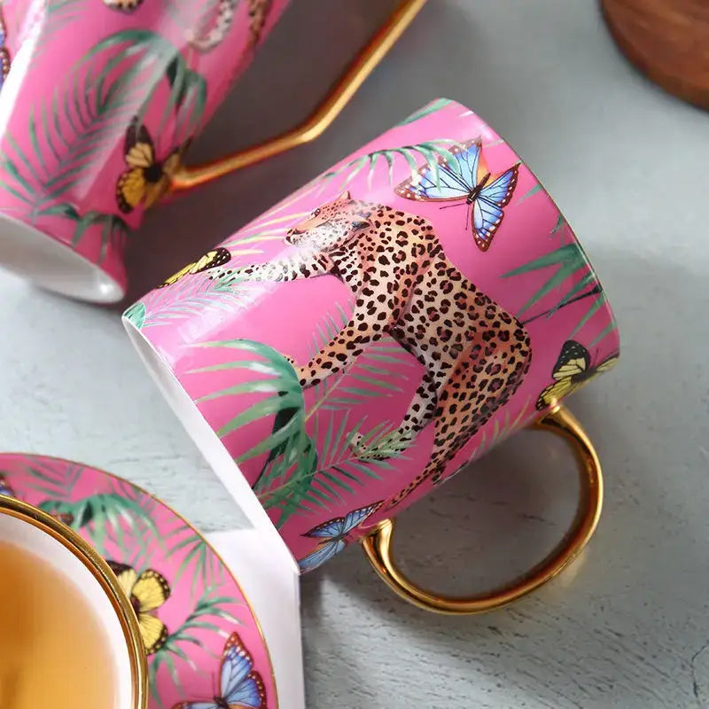 Pink Bone China Teacup Set