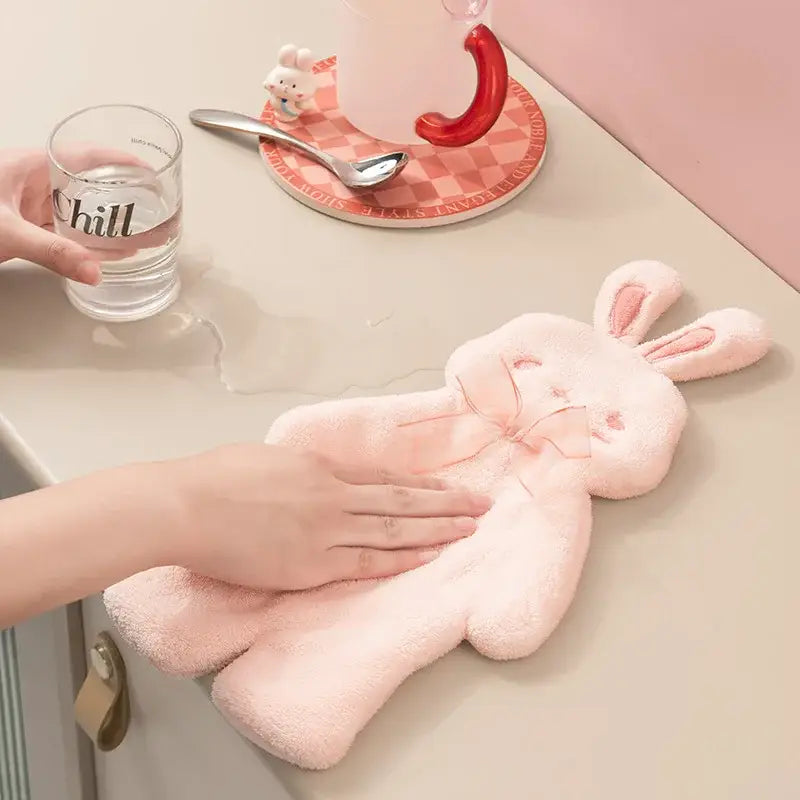 Pink Plush Rabbit Towel