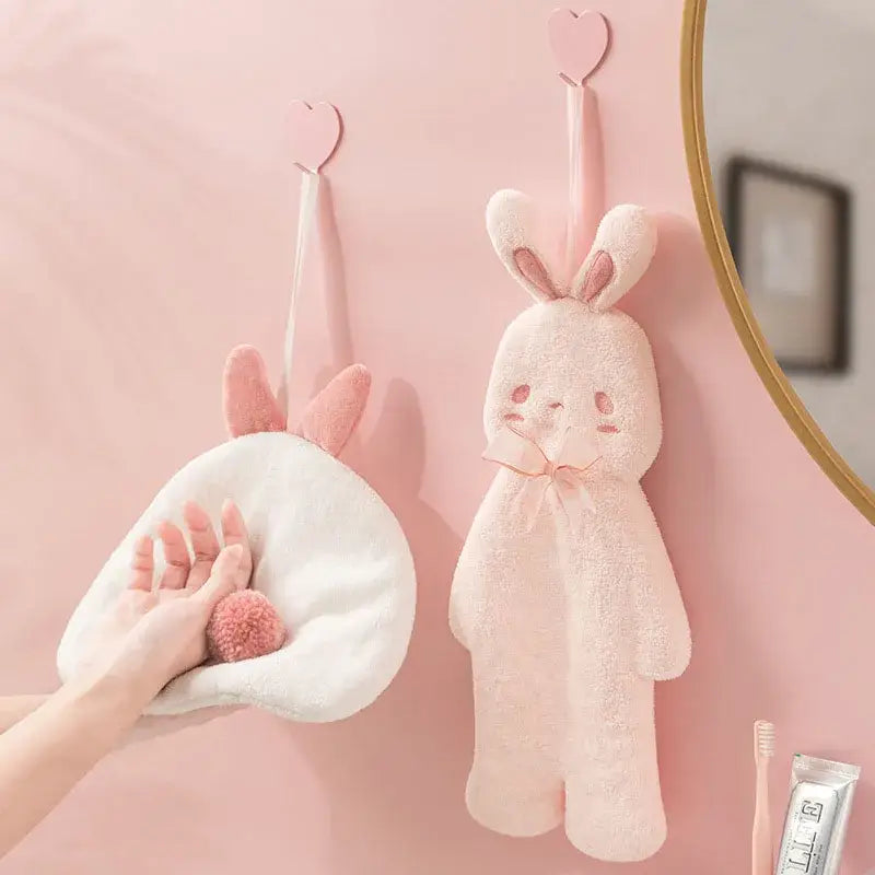 Pink Plush Rabbit Towel