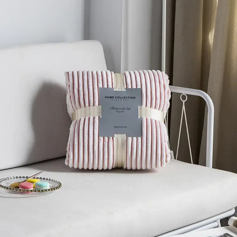 Pink Ribbed Nordic Throw Blanket